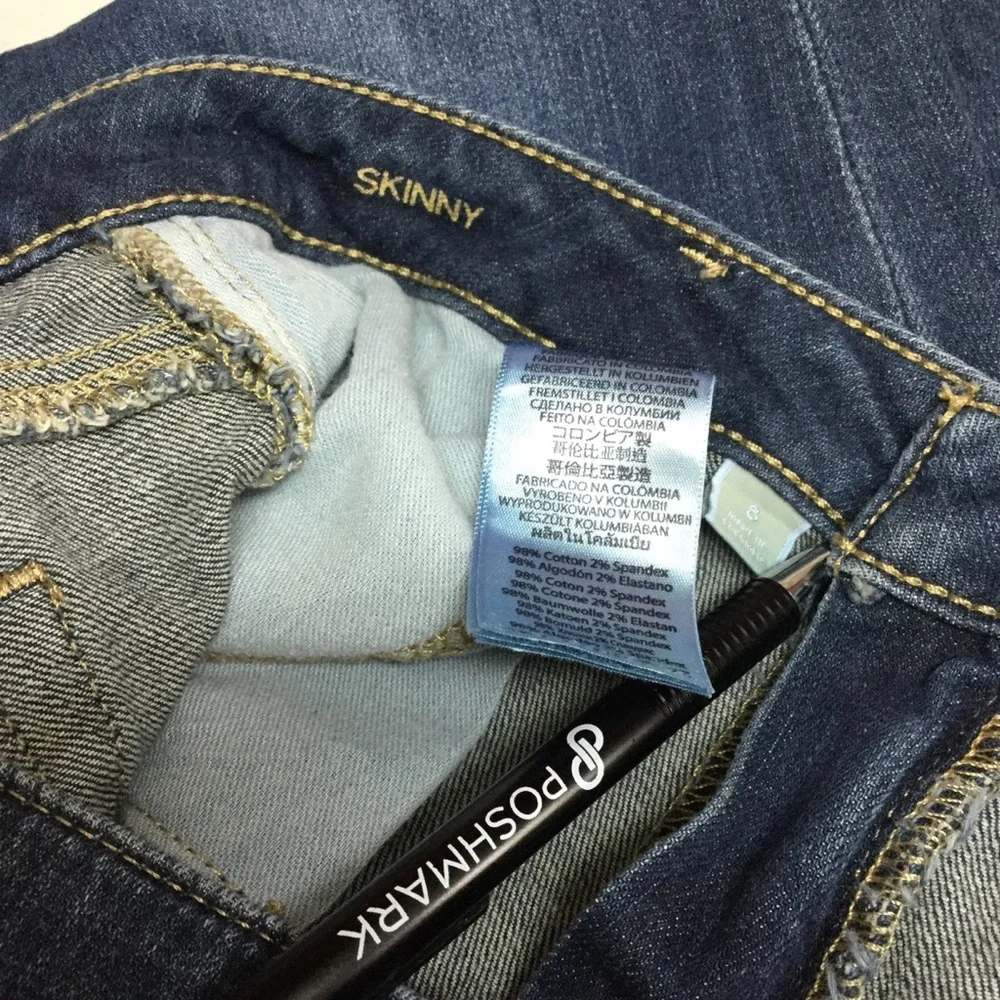 MICHAEL KORS sz 8 Jeans Dark Wash Skinny Metal Logo Blue